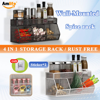 Rust-Resistant Iron Kitchen Organizer - Large Capacity, Onion and Garlic Organizer for Utensils