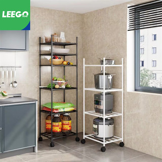 Leego 6Layer Kitchen Rack Organizer Microwave Shelf & Pot Pan Rack Black/White Kitchen Shelf Storage