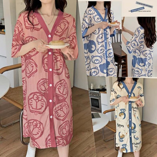 GD V neck style Daster cotton cardigan pantulog dress plus size for woman /bathrobe