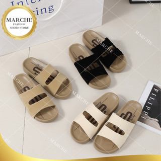 Marche 2025 Women's Comfy Basic Rubber Sole with Two-Strap Gamuza Flip-Flops with Beach-Ready Vibe