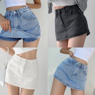 S-6XL High Waist Denim Skort A-Line Korean Fashion for Women Basic Skirts