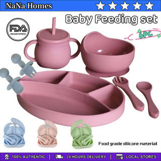Silicone 6-Pc Baby Feeding Set  Plate Set Baby Essentials Feeding Set for Baby Plate for Kids Baby