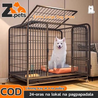 XXXL Dog Cage Heavy Duty Steel Square Tube Dog Crate Pet Cage Large Skylight Double Door With Wheels