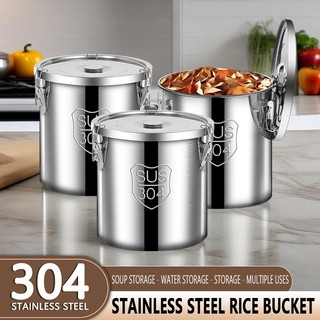 Moisture proof and insect proof sealed bucket 304 stainless steel rice bucket  household thickened