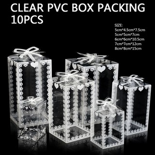 10pcs PVC Acetate Box With Bowknot For Gift Boxes Gift Wedding Birthday Transparent Plastic Box