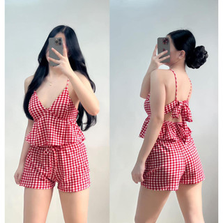 PADDED! DBS ASHLEY Terno Coords Top with Shorts Crepe Fabric SMALL to SEMI-LARGE Casual Sexy Korean