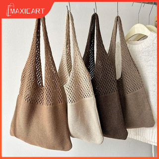 Maxicart Korean Retro Women Knitted Shoulder Bag Beach Shopping Tote Bags For Woman