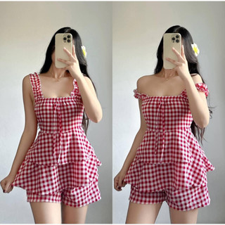 DBS STEFFI Ruffle Top with Shorts Terno Coords Crepe Fabric SMALL to LARGE Casual Sexy Korean Summer