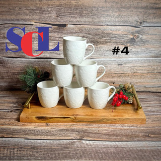 BEST BUY‼️ 6pcs. DAINTY CERAMIC COFFEE MUG WHITE WITH EMBOSSED DESIGN 220mL #AM-M0903