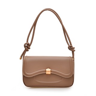 Mumu 2095 Streetstyle Flap Open Shoulder or Crossbody Bag in Knot End Strap with Gold Clasp Hardware