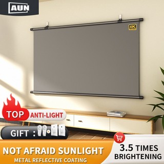 Patent Anti-light projector screen pull down roll up white screen for projector no stand for outdoor