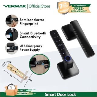 Vermax Smart Door Lock  Remote Unlocking Fingerprint Door Lock USB Emergency Power Smart Lock