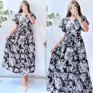 Sunny&Co Amethyst Casual Midi Dress For Women Comfort Fit Floral Soft Womenswear Elegant Evening Fas