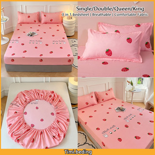 New!! 3 in 1 Bed sheet Semi Cotton Single/Queen Size bedsheet- 1 Fitted Sheet & 2 pillow case