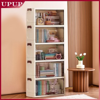 UPUP  2-6 Tier Foldable Storage Cabinet With Flip Door Plastic Organizer Box For Desktop Storage