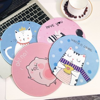 แผ่นรองเมาส์ทรงกลมกันลื่น 20CM Mouse Pad ฐานยางธรรมชาติ ผิวผ…