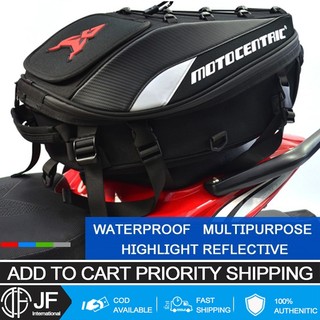 JF Motorcycle Rear Seat Bag Waterproof Motorbike Travel Luggage Helmet Pack Belt