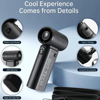 BOT TECH Turbo Fan 5000mAh  T077 Mini Fan Fechargable Handheld Fan 5-Speed Ultra-High Wind