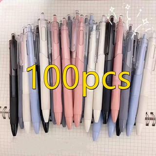 Oumi 100pcs Press pen Gel Pen Retractable Pen ballpen 0.5mm Black Ink Writing sign pen with Refill