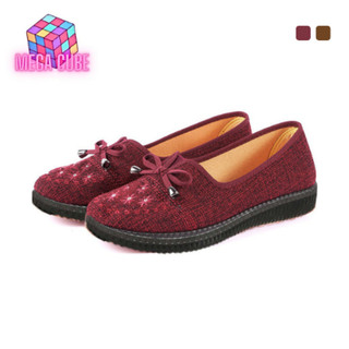 【M&C】Women Cloth Shoes Slip-On Loafers Shoes Office Casual Rounded Toe Flats Shoes
