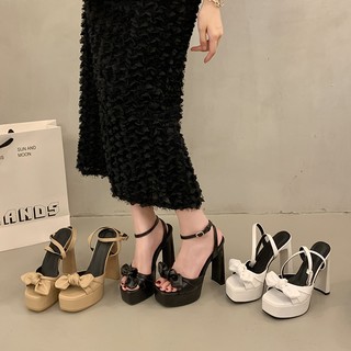 ONEW 13cm sandals with bowknot thick heels suitable for beauty pageants ADD 1SIZE