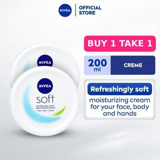 BUY 1 TAKE 1 NIVEA Soft Moisturizing Cream for dry skin, for face and body, 200ml