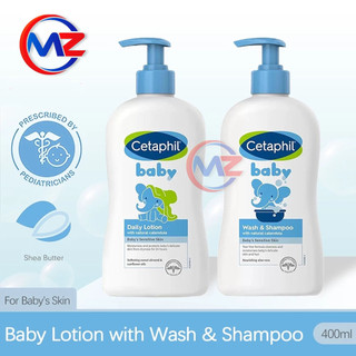 Cetaphil Baby Daily Lotion & Wash&Shampoo 400ml Gentle And Hydrating With Shea Butter Sunflower Seed