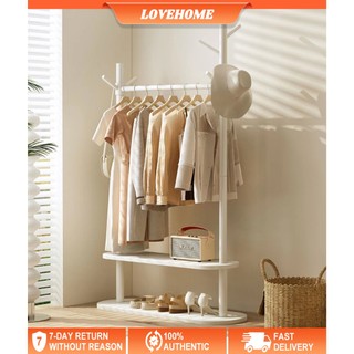 Coat Rack Bedroom Home Indoor Solid Wood Rack Double Rod Living Room Simple Clothes Drying Rack
