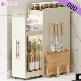 Pull-out spice rack kitchen multi-function spice countertop storage cabinet shelf box narrow edge