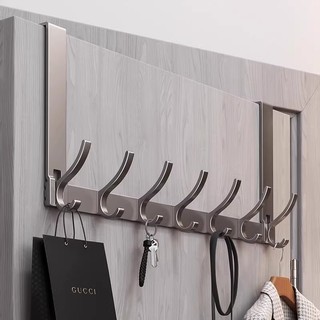 Drill Free Aluminum Door Hanger Door Rear Clothes Hanging Hook Bedroom Bathroom Organizer Rack