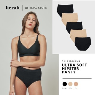 Herah Ultra Soft Hipster Panty 5pcs, Soft, Breathable, Stretchable, Absorbent, Plus Size Women