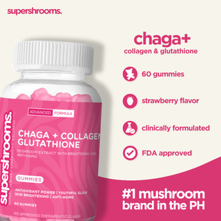 SUPERSHROOMS Chaga + Collagen Glutathione Gummies