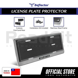 DEFLECTOR License Protector/Car Plate Holder w/ Anti-UV, Stainless Steel 1 PAIR DLP-999F-DE