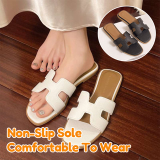 Women's Korean Style Flat Sandals Non-Slip Summer Slippers Casual Outdoor & Indoor Slides for Lady