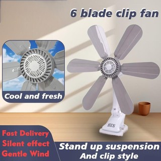 New 6-blade strong wind silent fan can be suspended standing or clamped