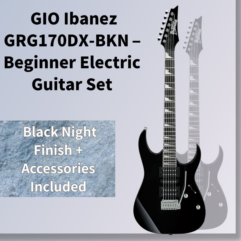 Ibanez GRG170DX Electric Guitar Set Black Night with Accessories for Beginners