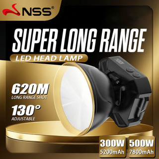 NSS 500W Super Bright Headlamp Portable Rechargeable Multifunction Headlight Long Range Shot 7800mAh
