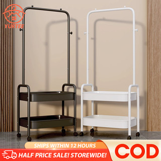 Clothes Rack Hanger With Wheels Removable Bottom Tray Multi-functional Storage Coat Rack