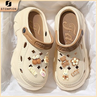 STOMPION Flat Sandals For Women Clogs Cartoon Chunky Rubber Sandals Beach Slippers For Women