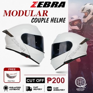 B1T1 ZEBRA modular helmet dual visor couple helmet full face helmet buy 1 take 1 Freebie A113