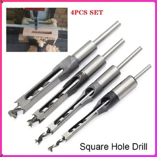 In Stock 4Pcs Woodworking Square Hole Drill Bits Wood Mortising Chisel Set Mortise Chisel Bit Kits