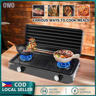 Double Burner Gas Stove Heavy Duty Stove Kitchen Appliance With Cover 2 Burner Butane Gas Stove