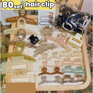 80Pcs/Set Korean Style Ladies Hair Clips Elastic Rubber Headband Hair Claws Set Hair Accessories
