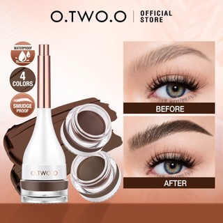O.TWO.O Eyebrow Cream Waterproof Long Lasting Dark Brown Natural Brow Makeup With Brush Cruelty-Free