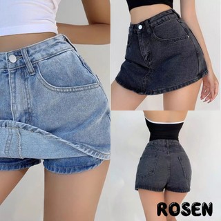 【Rosen】Skort high waist for women Denim skort Korean High Waist Denim Skirt for Woman Fashion A-Line