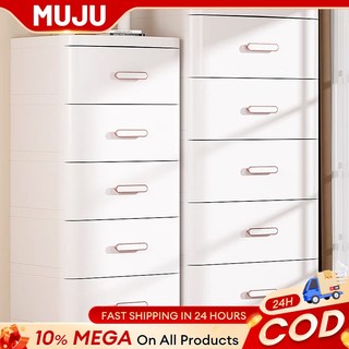 MUJU Orocan Drawer Plastic Clothes Organizer With Wheels Drawer Cabinet Durabox Organizer Storage