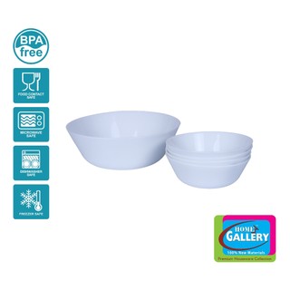 Home Gallery Opal Salad Bowl Set 5pcs Food Grade Material BPA Free Microwave & Dishwasher Safe