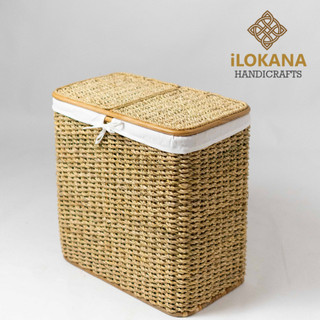 Ilokana Handicrafts Dual Compartment Rattan Laundry Hamper