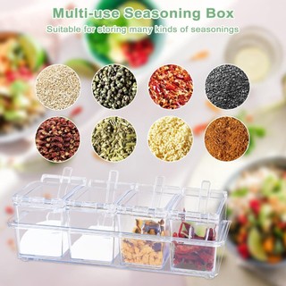 Crystal Clear Seasoning Box Acrylic Spice Rack Storage Container Condiment Jars Cruet with Cover
