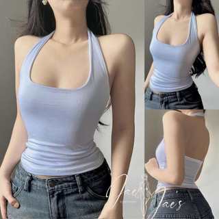 Therese Halter Neck Double Lining Full Length Cotton Basic Open Back For Women Womenswear